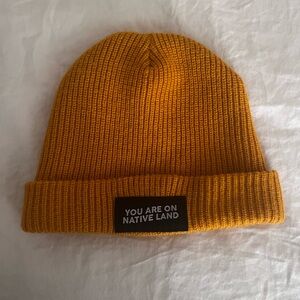 Urban Native Era “You Are On Native Land” ribbed beanie